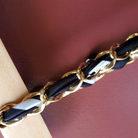 MSK black white and red graphic dress with chain accent. Size large - Picture 5 of 11